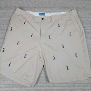 Castaway Nantucket Island Shorts Mens 40 Tan Embroidered Golfer Image Golf